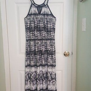 Suzy Shier maxi dress black white M L sleeveless